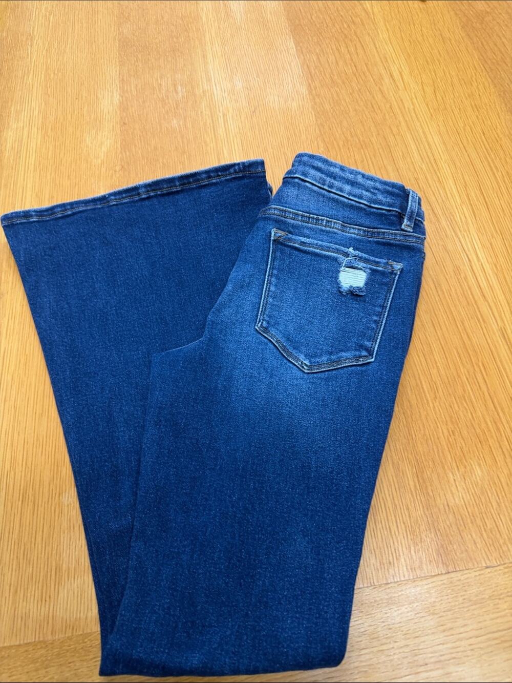 Bridge by Gly Blue Bellbottoms Jeans with Frayed Holes in the front and Back
